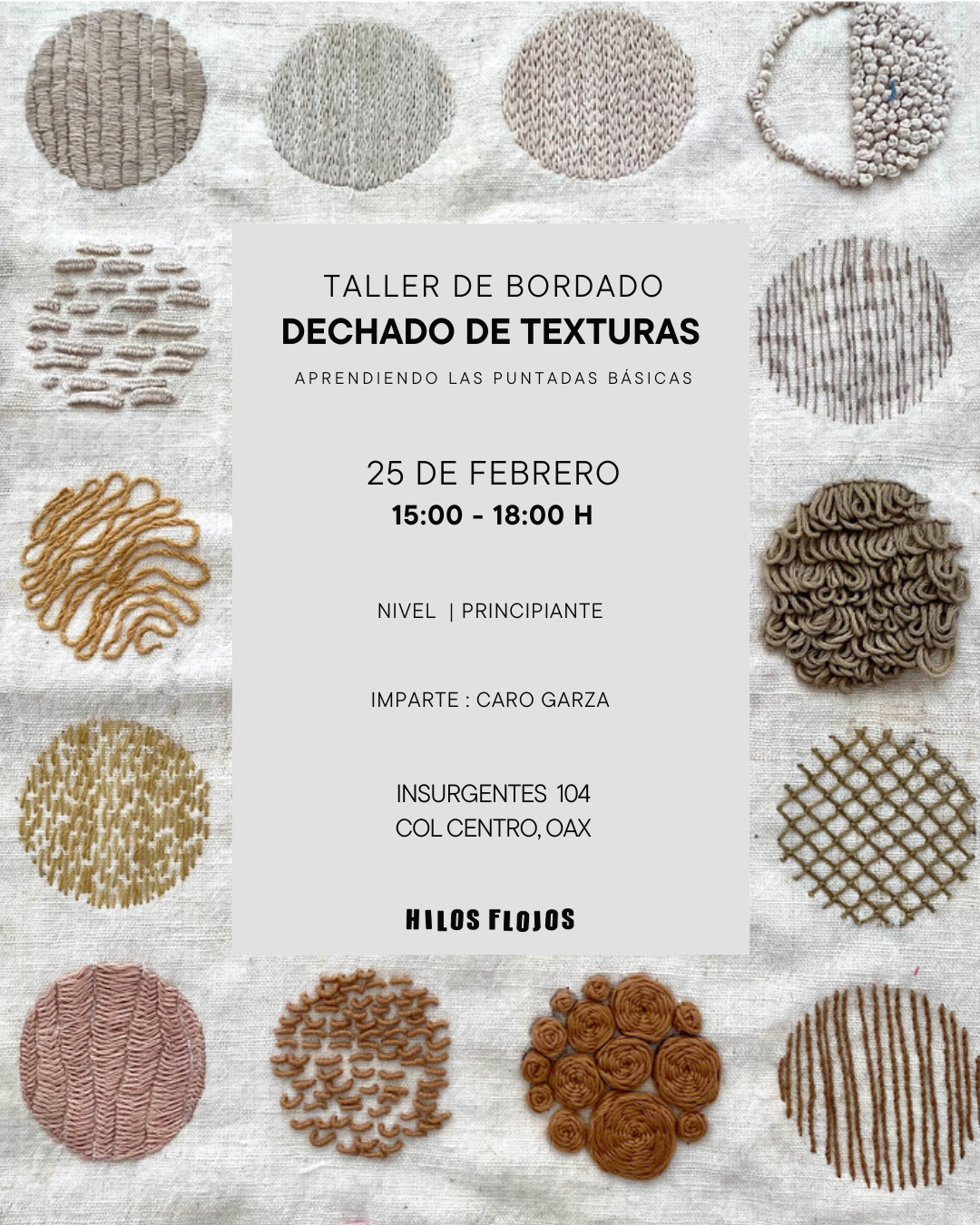 Taller de Bordado: Dechado de Texturas – Aprendiendo Puntadas Básicas